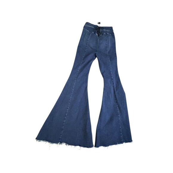 WE THE FREE people CRVY bell bottom jeans size 26 lace up detail in back - Picture 5 of 9